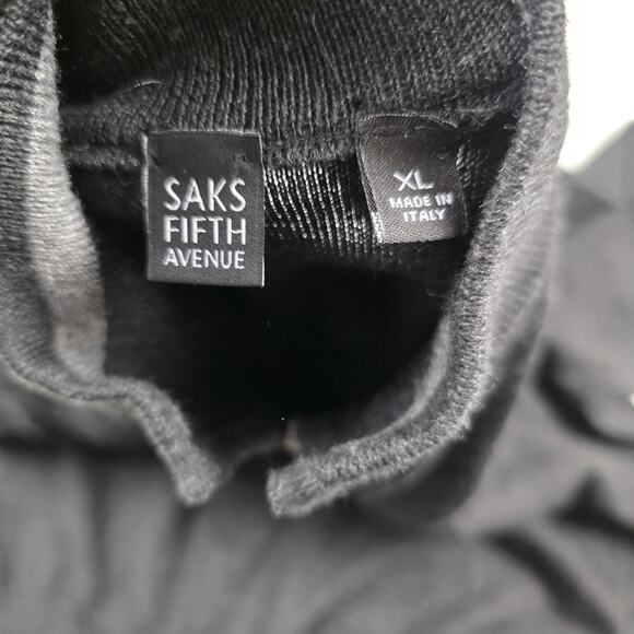 Saks Fifth Avenue Sweater Mens XL Half Zip Mock Neck Merino Blend Made in Italy - Picture 7 of 10
